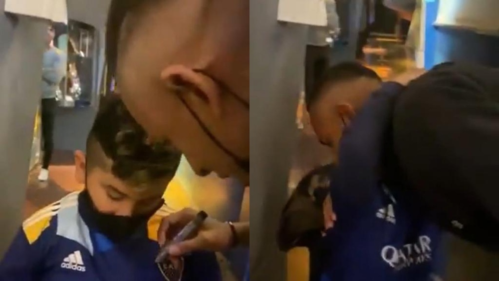 Enorme gesto de Villa con un niño. Instagram/sebastian14villa