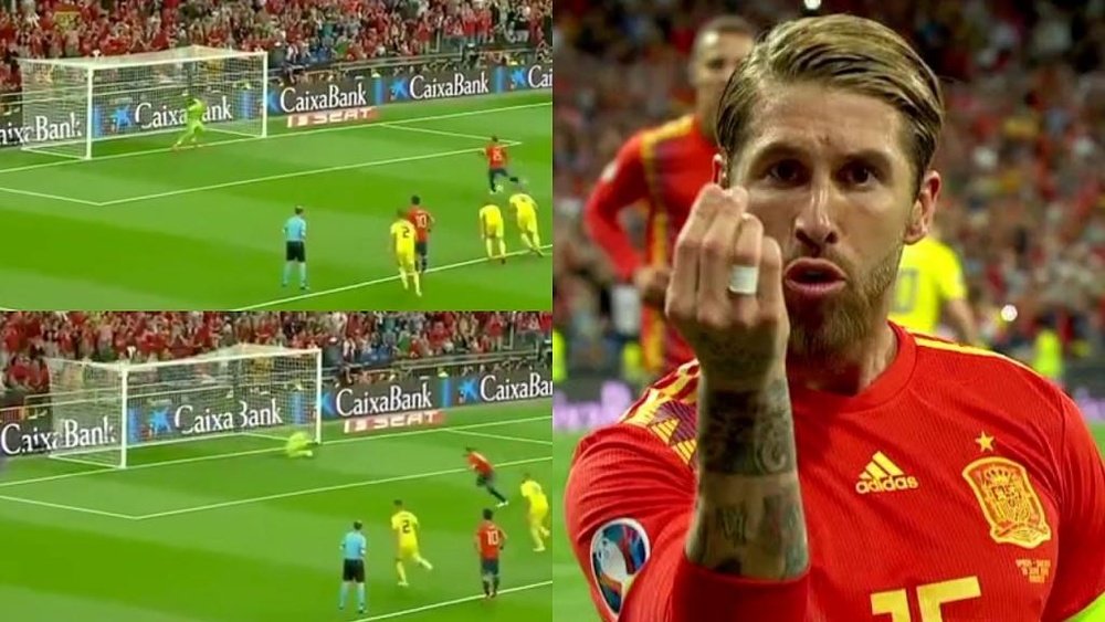 Ramos inaugurou o marcador para a Espanha. Captura/TVE