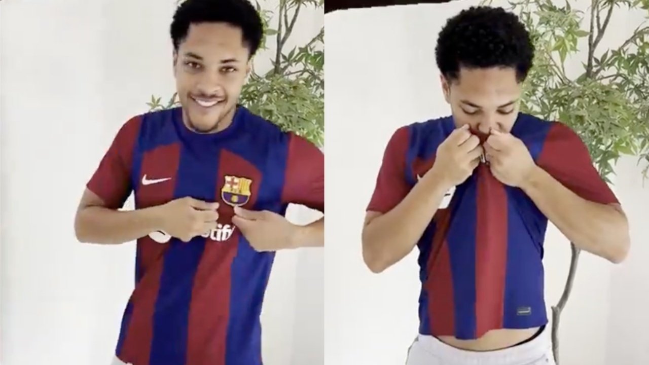FC Barcelona released a video through its official channels showing Vitor Roque wearing the club's shirt and kissing the club's crest. The Brazilian will arrive in Barcelona on Wednesday.