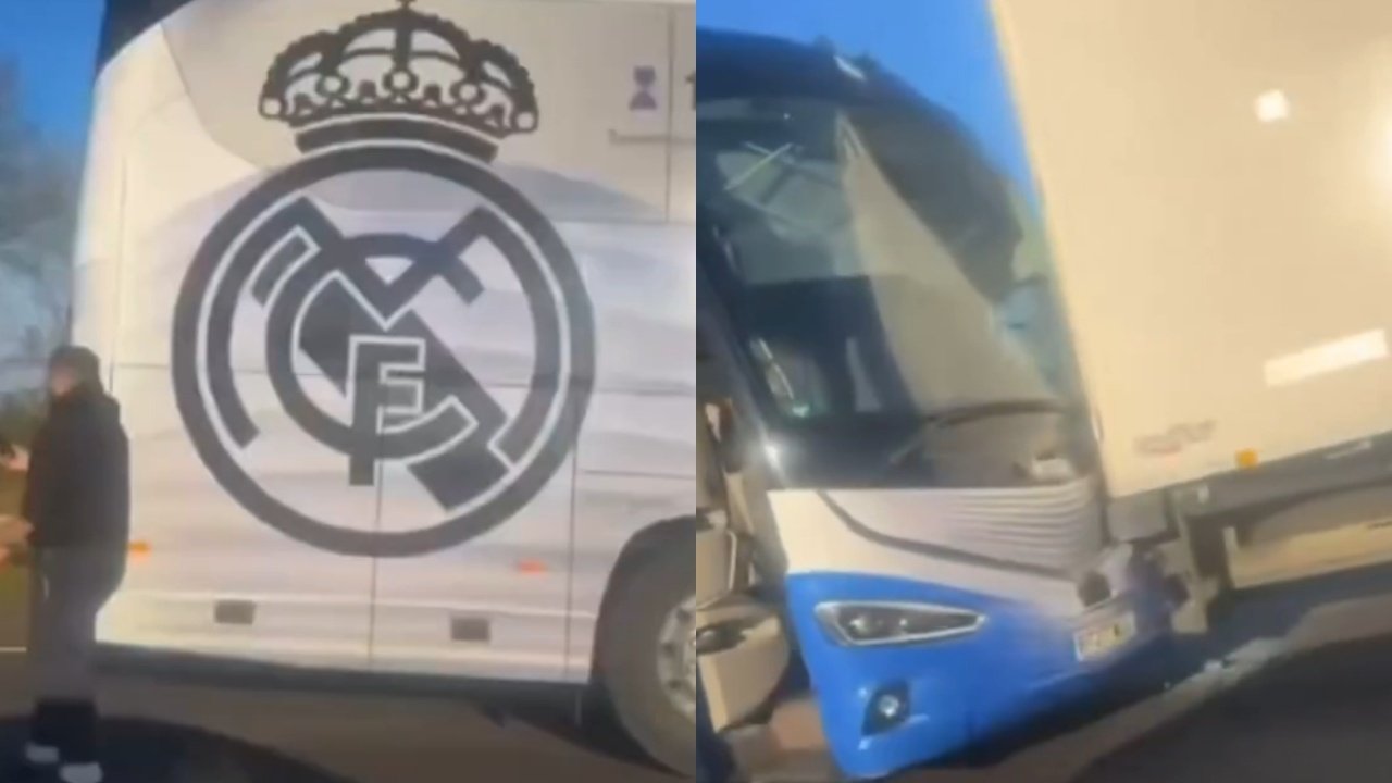 El Madrid sufrió un accidente volviendo de Liverpool. Captura/UTFR93