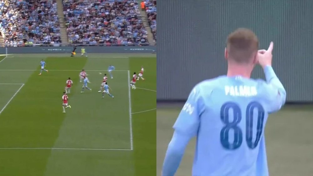 Cole Palmer gave Man City the lead. Screenshot/DAZN