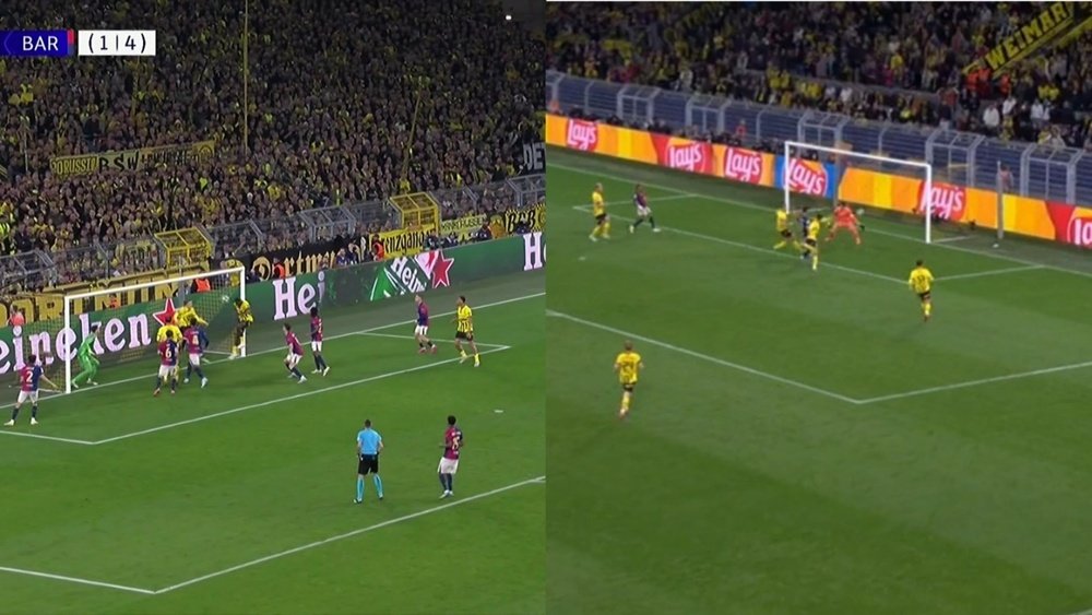 Bensebaini acabó con las esperanzas del Borussia. Captura/Movistar