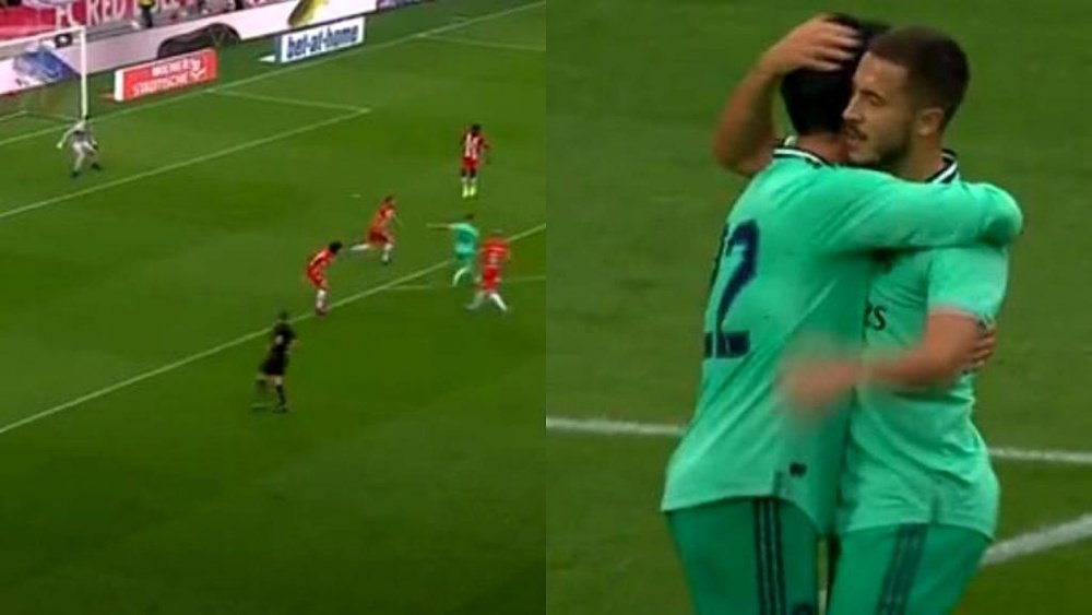 O primeiro gol de Hazard com a camisa do Real Madrid. Captura/RealMadridTV