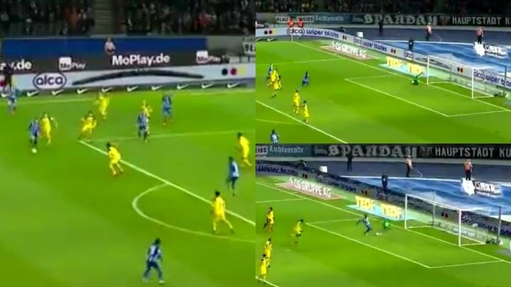 El grosero error de Bürki en el 1-0 del Hertha
