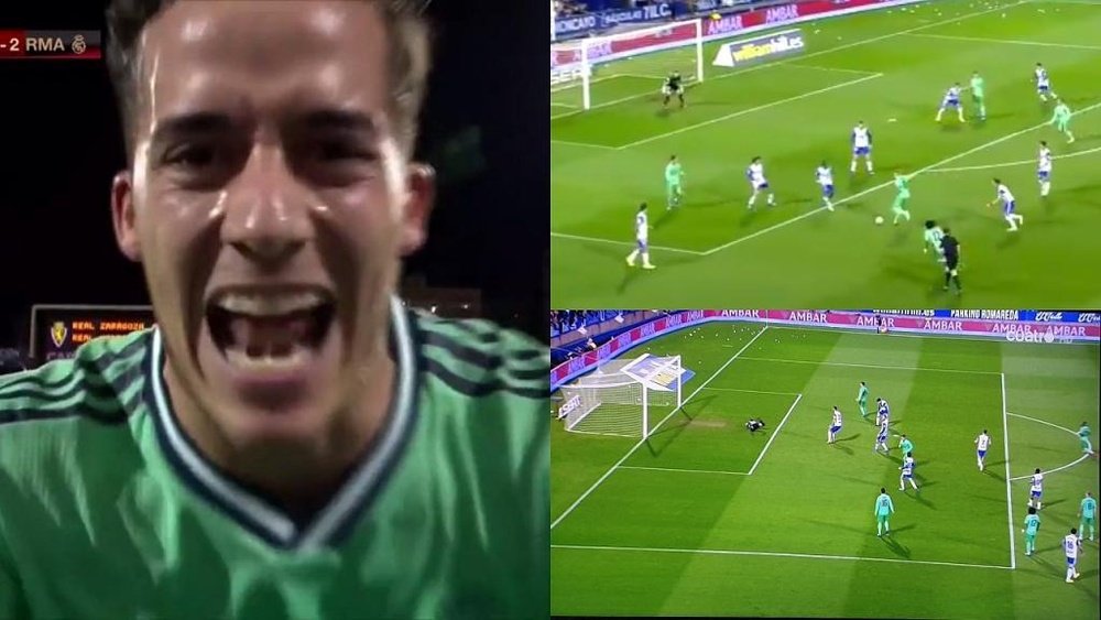 Lucas Vazquez doubled Real Madrid's lead at Zaragoza. Captura/DAZN