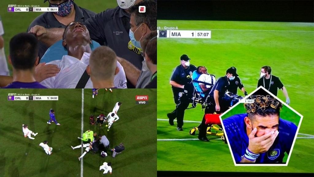 Andrés Reyes tuvo que dejar el campo tras recibir un codazo en la garganta. Captura/ESPN