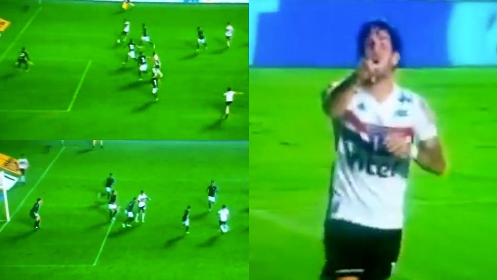 Alexandre Pato marcó su primer gol esta temporada en su vuelta a Brasil. Captura