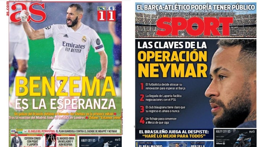 As capas da imprensa esportiva de 28 de abril de 2021. AS/Sport