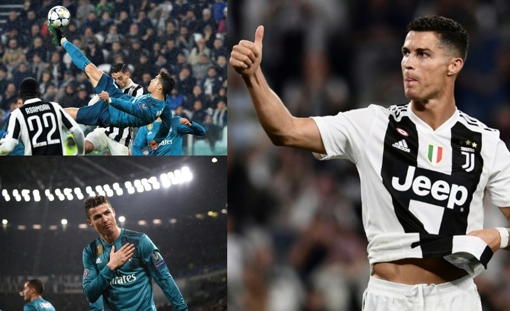 Se cumple un año de la chilena de Cristiano a la Juventus. AFP