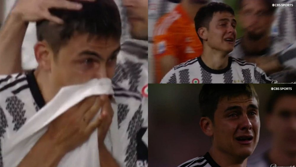 Dybala rompió a llorar en su despedida con la Juventus. Captura/CBSSports