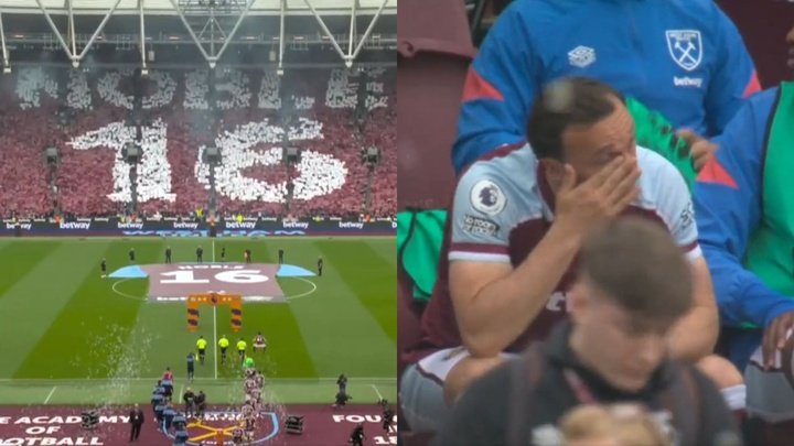 Tifo espectacular y lágrimas: así ha sido la despedida de Noble del West Ham
