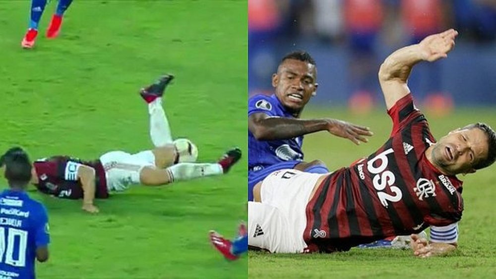 La espeluznante entrada a Diego que le fracturó el tobillo. Collage/FoxSports