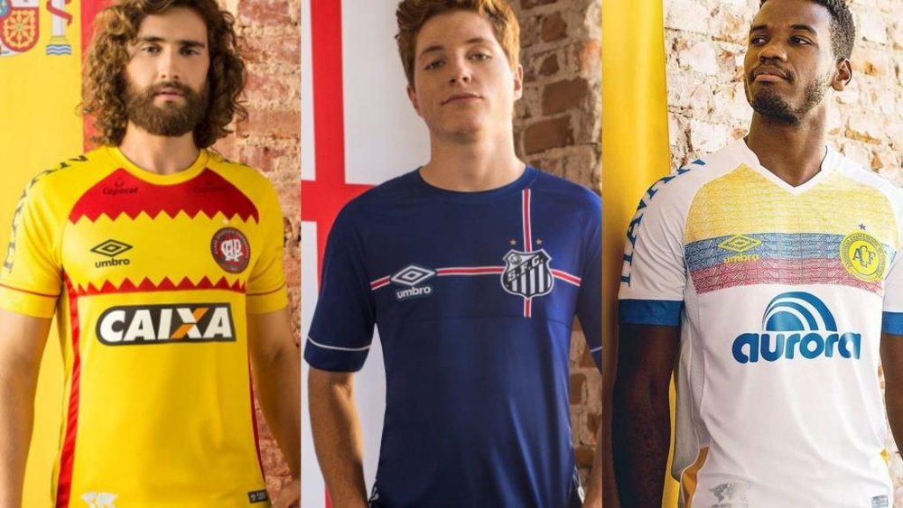 Algumas das novas camisas das equipas brasileiras. Twitter