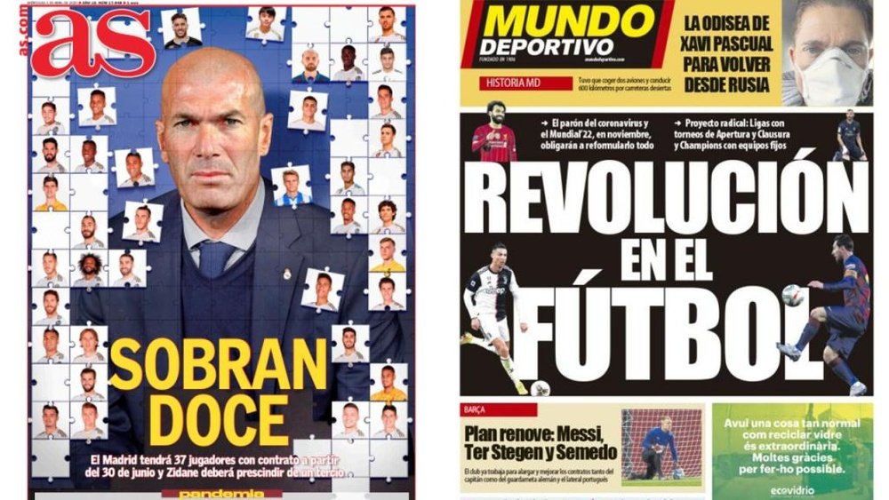 Les Unes des journaux sportifs en Espagne. AS/MundoDeportivo