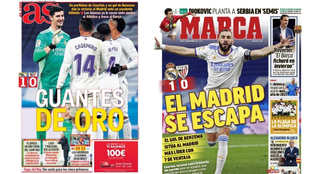 Portadas de la prensa deportiva del 2-12-21. AS/Marca