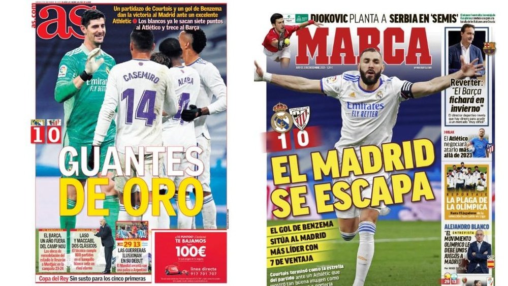 As capas da imprensa esportiva. AS/Marca