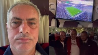 Mourinho vio el triunfo de su Roma ante el Inter... ¡en un autobús!
