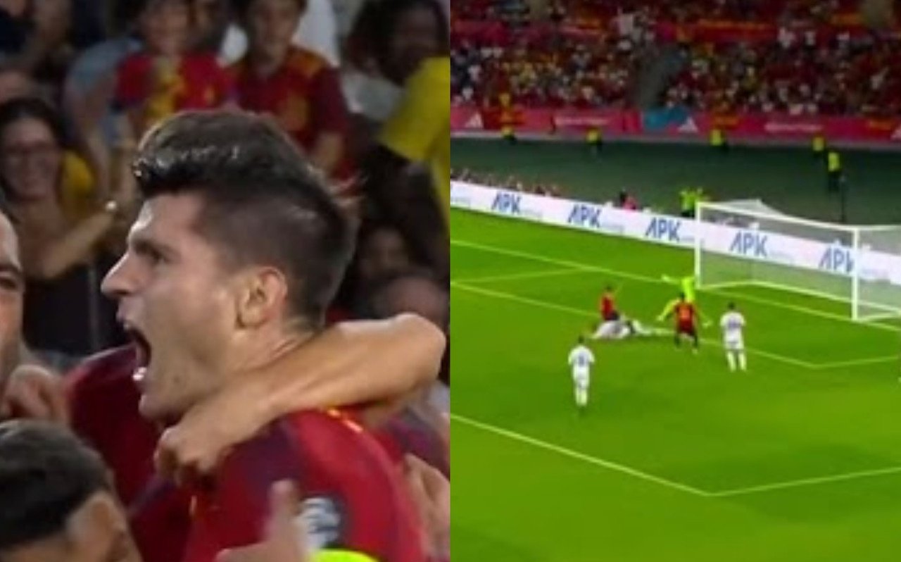 Álvaro Morata y Oihan Sancet iluminaron el camino de España. Capturas/RTVE