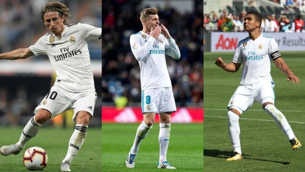 Real Madrid's key trio. EFE/AFP