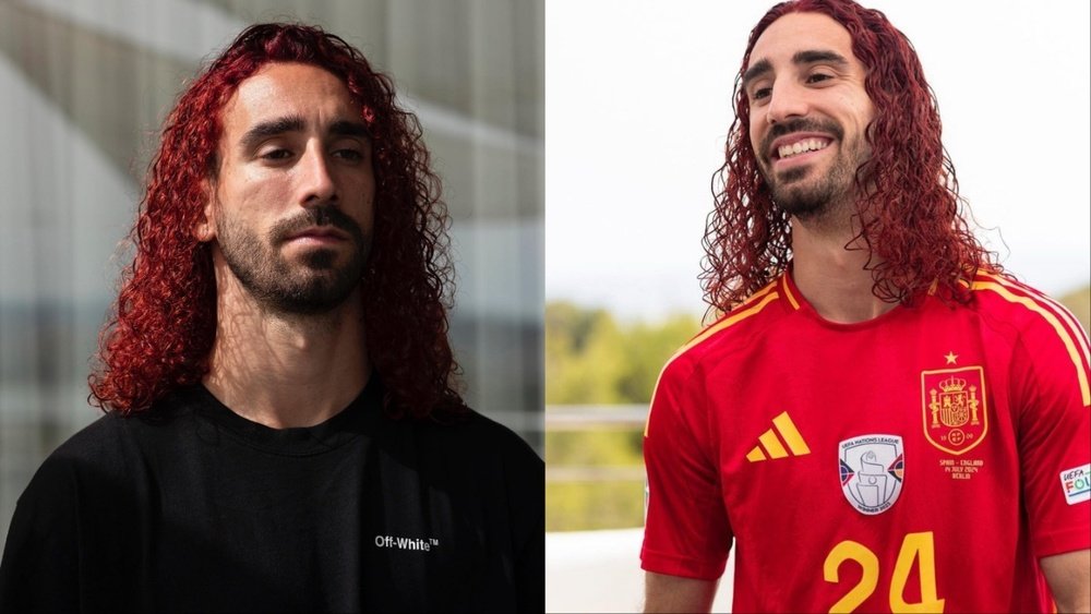 Cucurella cumple su promesa y se tiñe de rojo. Instagram/cucurella3