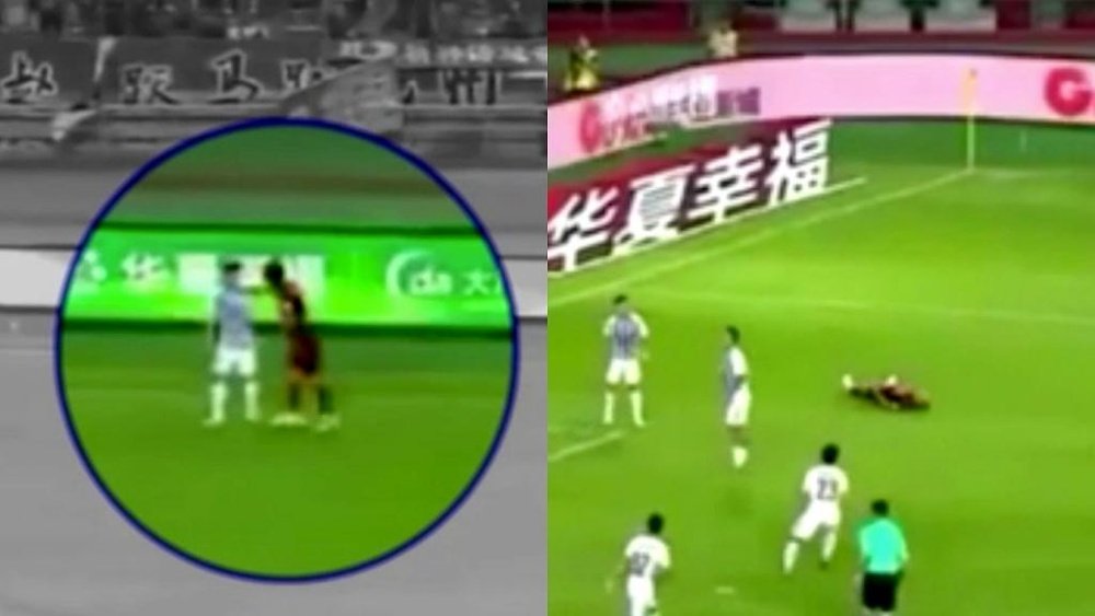 Jiang Zhipeng se encaró con un rival por no tirar la pelota fuera. Captura/ESPN