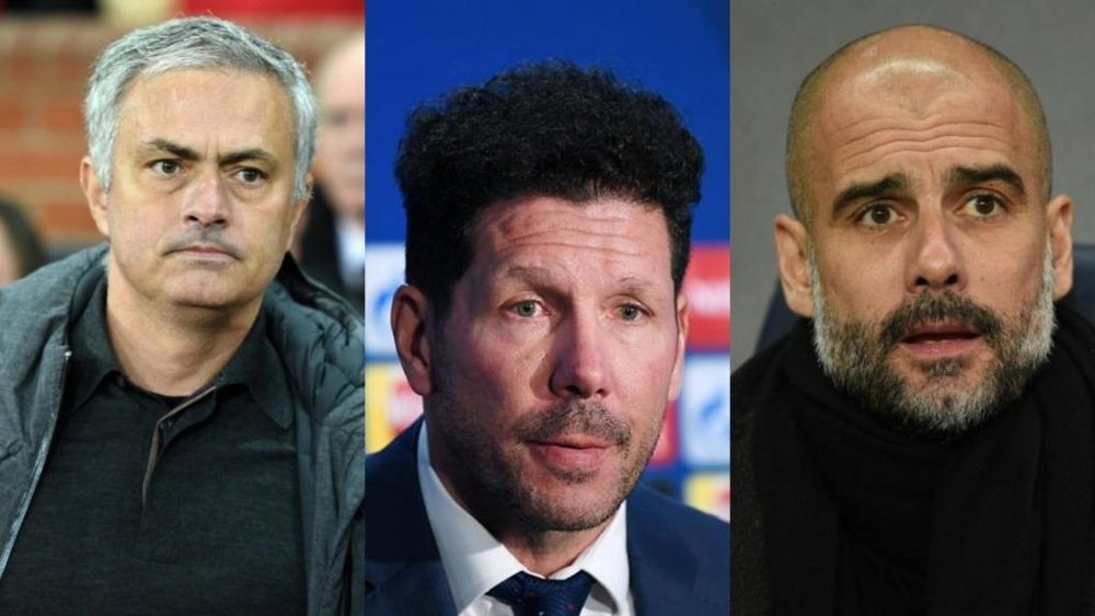Mourinho, Simeone y Guardiola están entre los cinco entrenadores mejor pagados del mundo. AFP