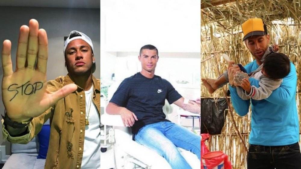 Neymar, CR7 y Sergio Ramos, tres de los futbolistas más solidarios. Instagram