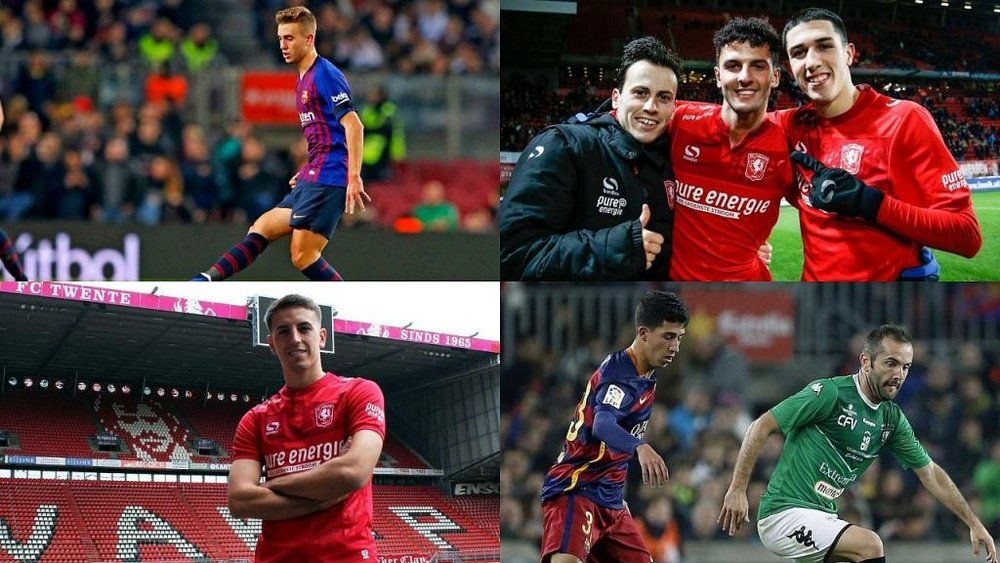 Los cuatro talentos de La Masia que ahora coinciden en el Twente. Montaje/EFE/Twente/Barcelona