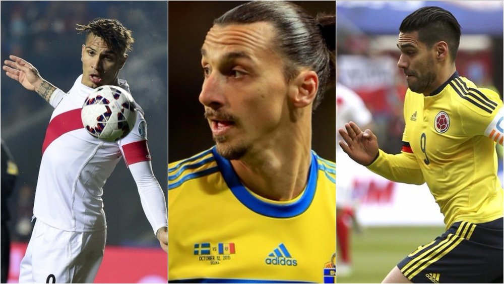 Paolo Guerrero, Ibra y Falcao, estrellas en sus respectivas selecciones. BeSoccer