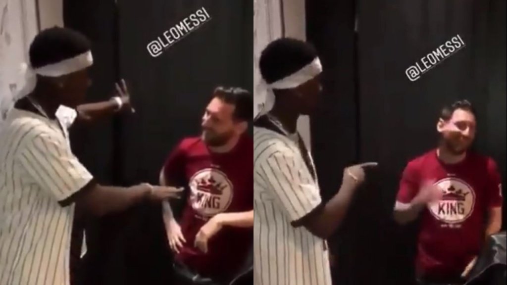 Pogba y Messi en el restuarante de Dubai. Collage