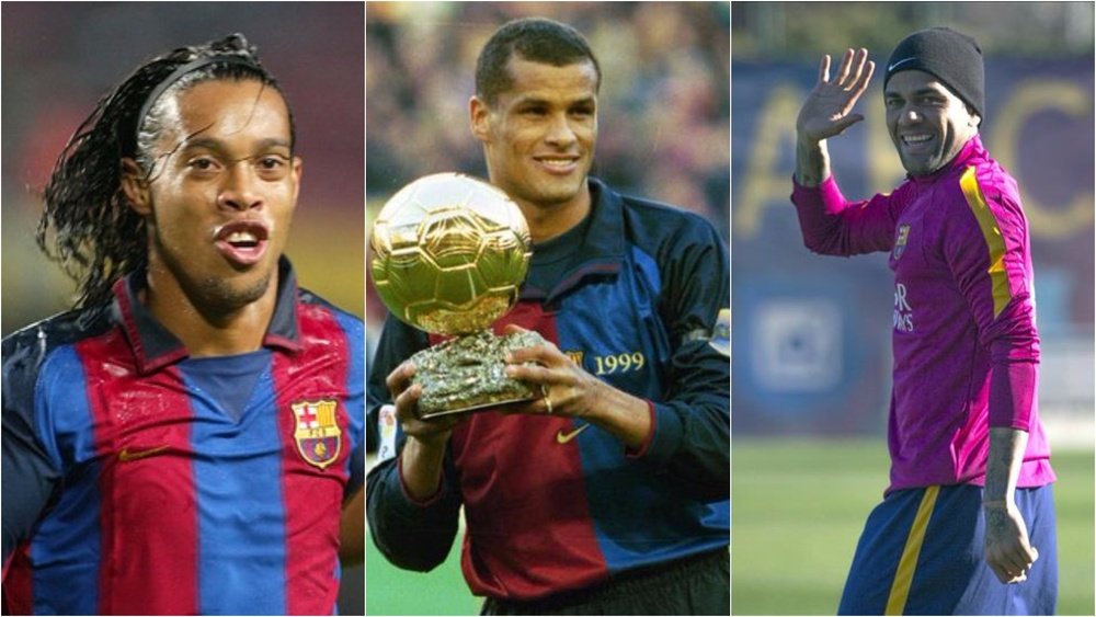 Ronaldinho, Rivaldo y Dani Alves, tres brasileños que dejaron el Barça y no de la mejor manera. AFP