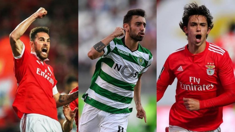 Ruben Dias, Bruno Fernandes and Joao Felix. AFP