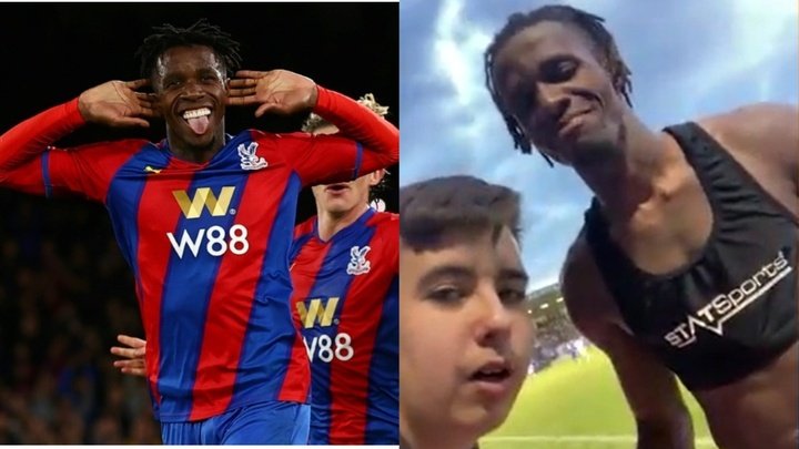 Wilfried Zaha was asked who he preferred out of Messi and Ronaldo. AFP/TikTok/@smithers724