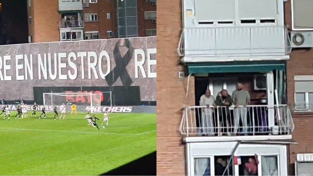 Valverde coló un balón en un balcón de Vallecas. Twitter/carracuki