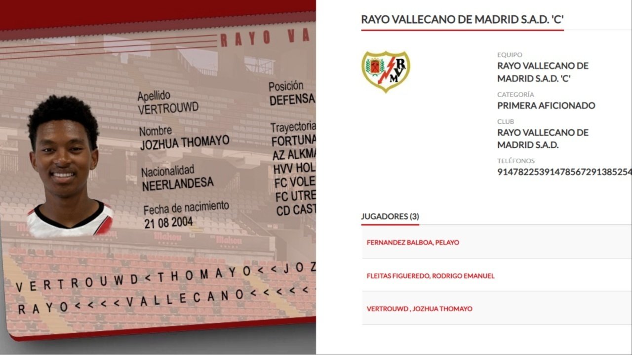 Vertrouwd supera a Mastantuono: inscrito en el Rayo 'C', de Regional