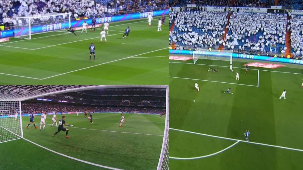Cucho precisou de três minutos para o abrir o placar no Bernabéu. Collage/beINSports