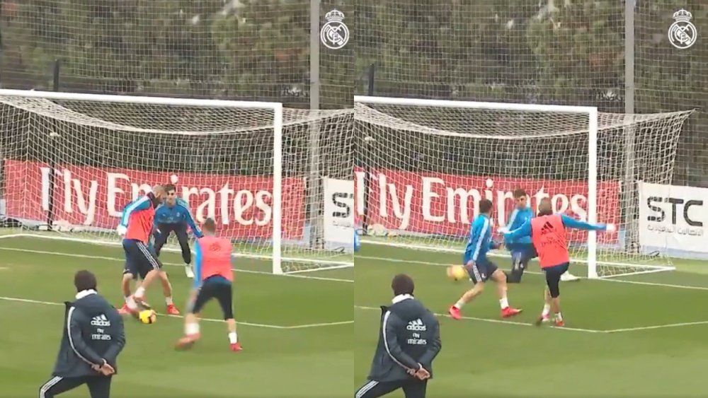 Benzema a réalisé l'entraînement. Collage/RealMadrid