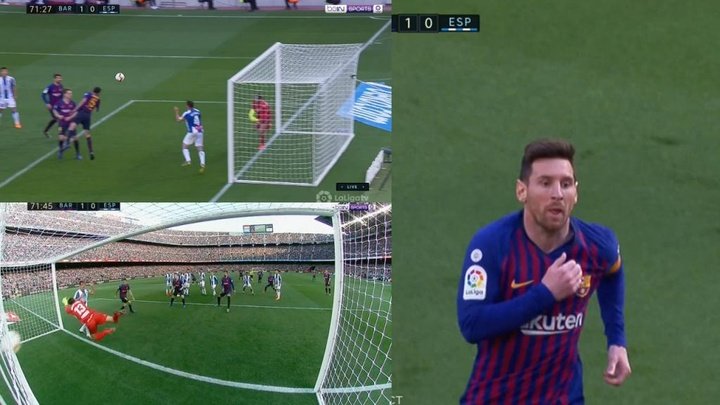 Messi ouvre le score avec l'aide de Victor Sanchez