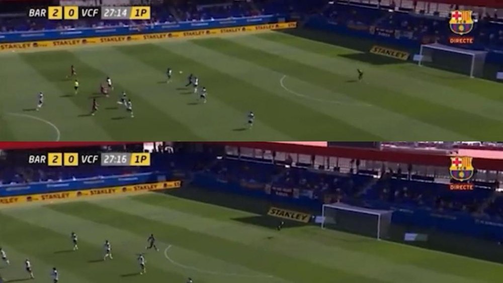 Alexia Putellas marcó un golazo desde el centro del campo. Captura/BarçaTV