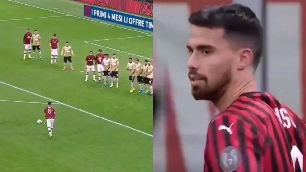 Suso came on and scored a great free-kick to gave Milan the win v SPAL. Capturas/SkySports