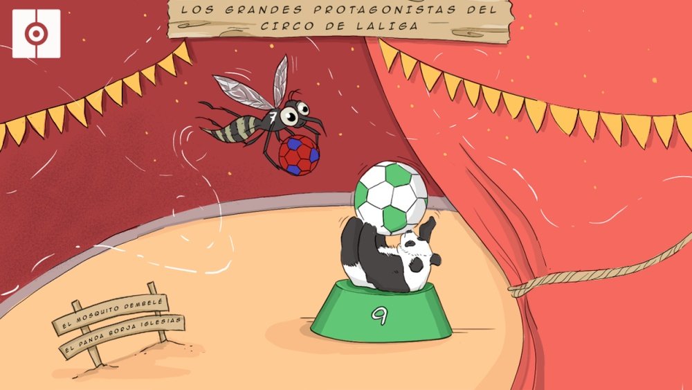 LaLiga en cómic J.28: un mosquito y un panda, protagonistas del circo. BeSoccer
