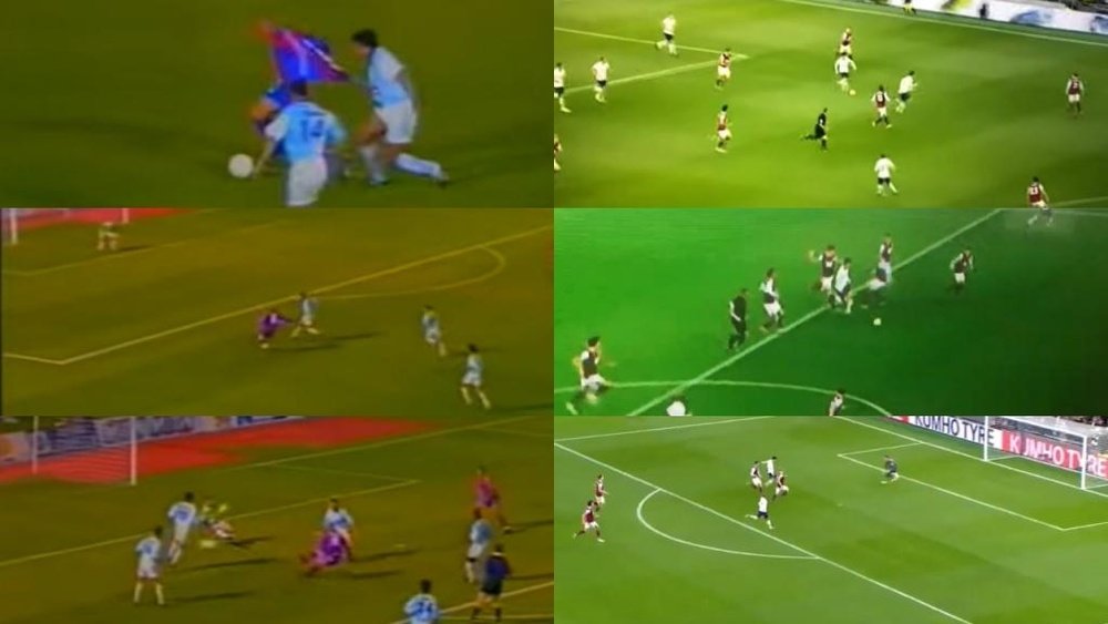Son's goal (R) was very similar to the one Ronaldo scored in 1996. Capturas/DAZN/CanalSur