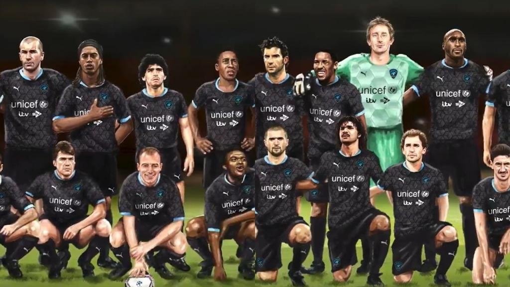 El FIFA junta a Maradona, Ronaldinho y Pelé. Captura/SoccerAid