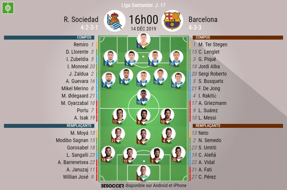 Suivez le direct du match Real Sociedad-FC Barcelone. EFE