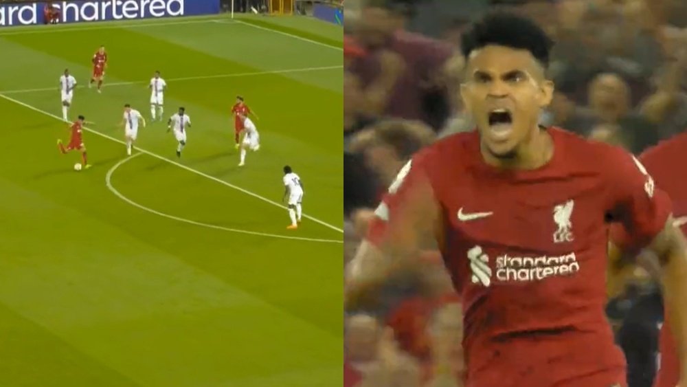 Golazo de Luis Díaz en el Liverpool-Crystal Palace. Captura / DAZN