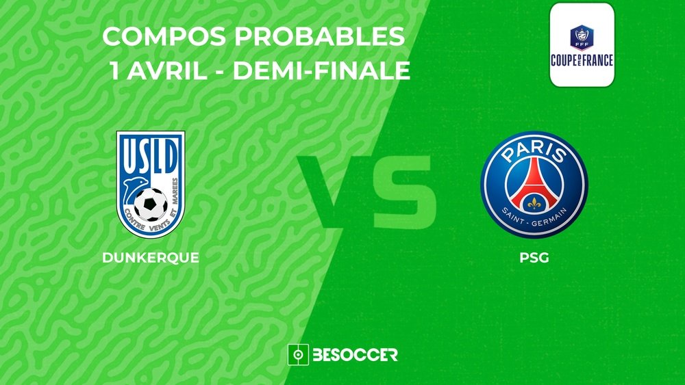 Compositions probables Dunkerque-PSG. BeSoccer