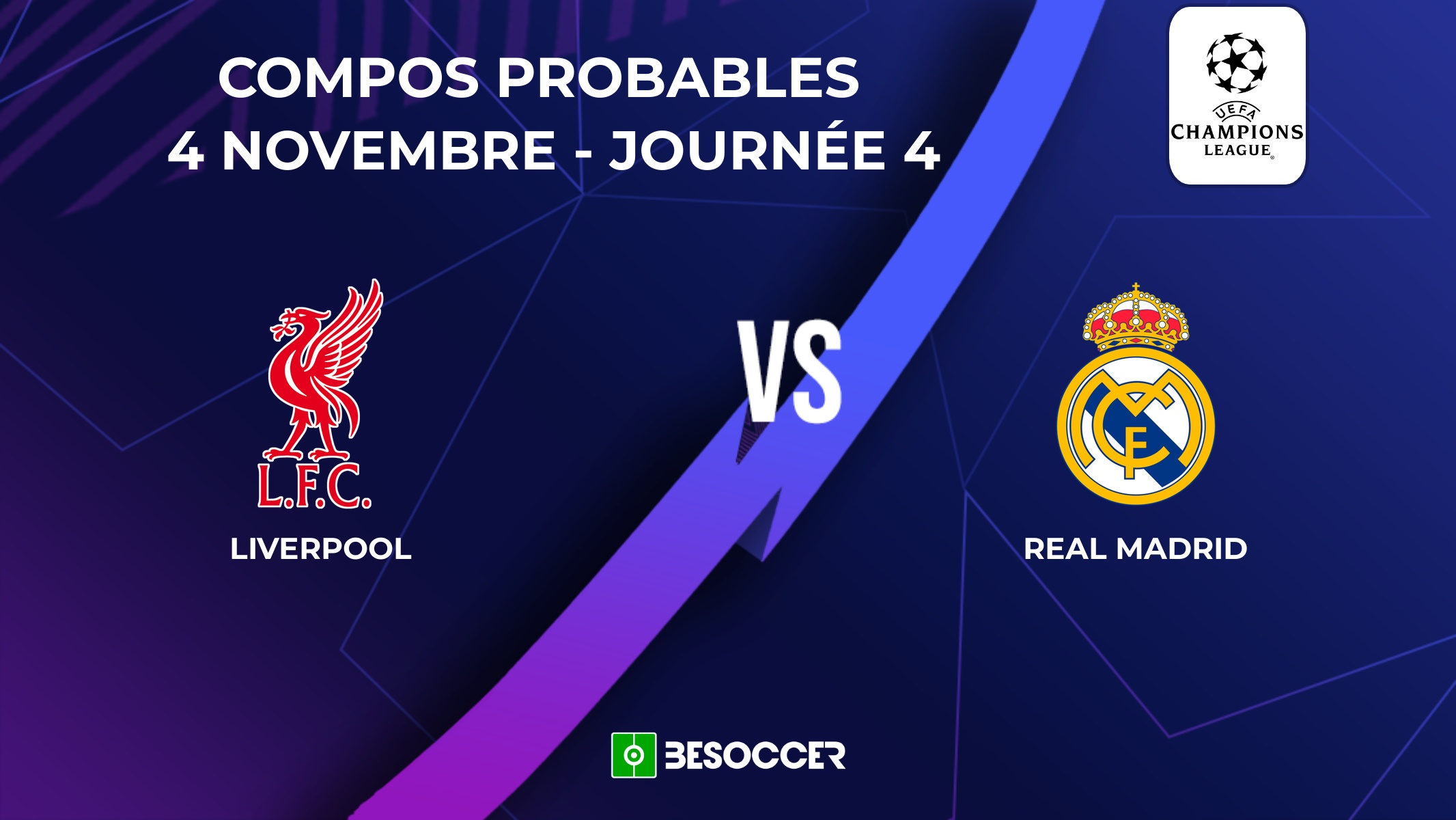 Compositions probables Liverpool - Real Madrid. BeSoccer