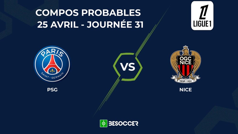Compositions probables PSG - Nice. BeSoccer