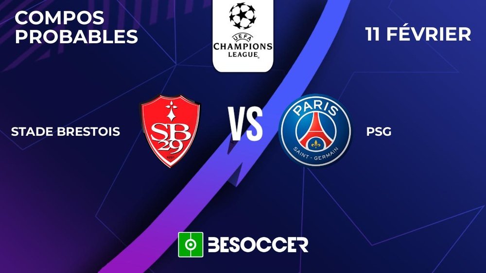Compositions probables Stade Brestois - Paris Saint-Germain. BeSoccer