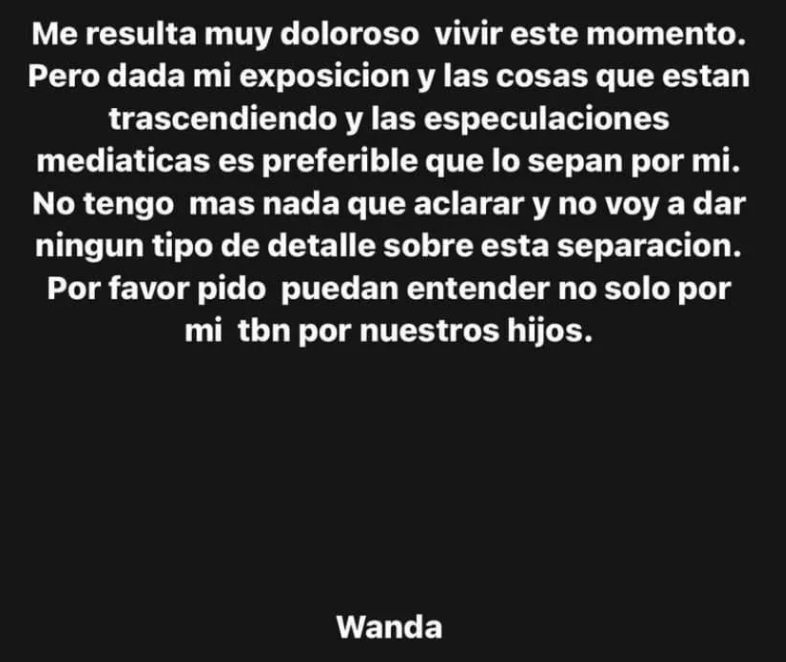 Wanda Nara confirma que se separa de Icardi